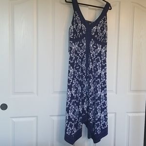 Dress, summer sleeveless, blue and white print